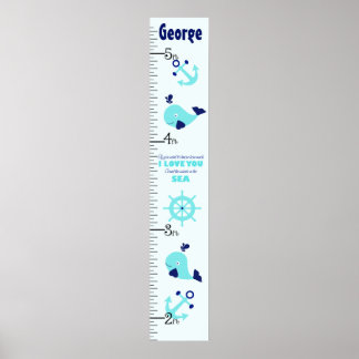 Nautical Whale Quote Growth Chart Behielt auf 8x44 Poster