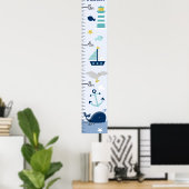 Nautical Whale Sailboat Growth Chart Behielt auf 8 Poster (Heimbüro)