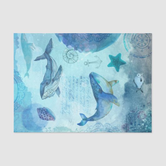 Nautical Whale Seidenpapier (Vorderseite)