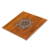 Nautical Wheel auf Teak Veneer Fliese (Seite)