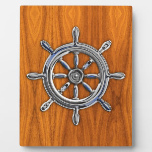 Nautical Wheel auf Teak Veneer Fotoplatte