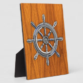 Nautical Wheel auf Teak Veneer Fotoplatte (Seite)