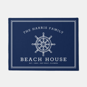 Nautical Wheel Beach House Willkommen Marine und W Fußmatte