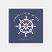 Nautical Wheel Navy Blue Brautparty Paper Serviette (Vorderseite)