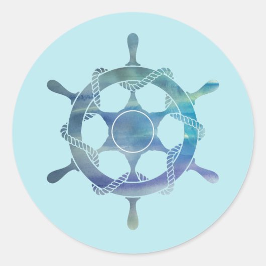 Nautical Wheel Ocean Party Danke Stickers (Vorderseite)