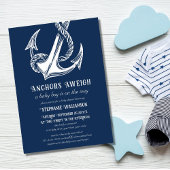 Nautical White Anchor auf Navy Baby Shower Einladung