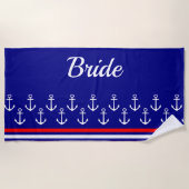 Nautical White Anchor Bride Strandtuch (Vorderseite)