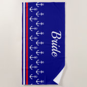 Nautical White Anchor Bride Strandtuch (Vorderseite)