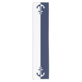 Nautical White and Blue Anchor {hole deine Farbe} Kurzer Tischläufer (Vorderseite)