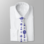 Nautical White Blue Sailing Pattern an der Küste Krawatte (Gebunden)