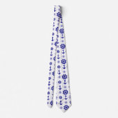 Nautical White Blue Sailing Pattern an der Küste Krawatte (Rückseite)