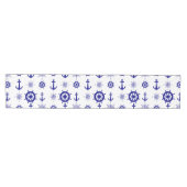 Nautical White Blue Segelmuster an der Küste Mittelgroßer Tischläufer (Horizontal)