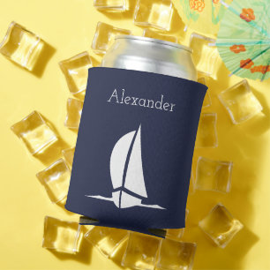 Nautical White Sailboat Navy blaue Küste Dosenkühler