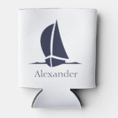 Nautical White Sailboat Navy Blue Coasty Monogram Dosenkühler (Vorderseite)