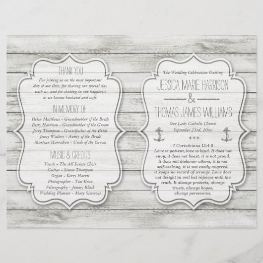 Nautical Whitewusal Wood Beach Wedding Collection (Vorderseite)