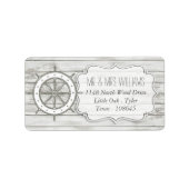 Nautical Whitewusal Wood Beach Wedding Collection Adressaufkleber (Vorne)