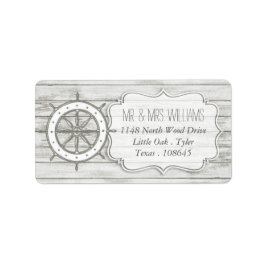 Nautical Whitewusal Wood Beach Wedding Collection Adressaufkleber