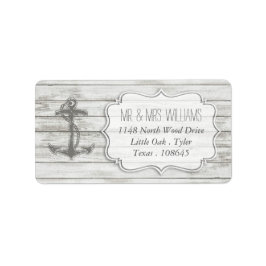 Nautical Whitewusal Wood Beach Wedding Collection Adressaufkleber