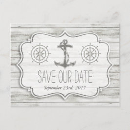 Nautical Whitewusal Wood Beach Wedding Collection Ankündigungspostkarte