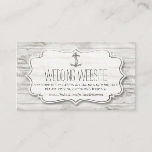 Nautical Whitewusal Wood Beach Wedding Collection Begleitkarte (Vorderseite)