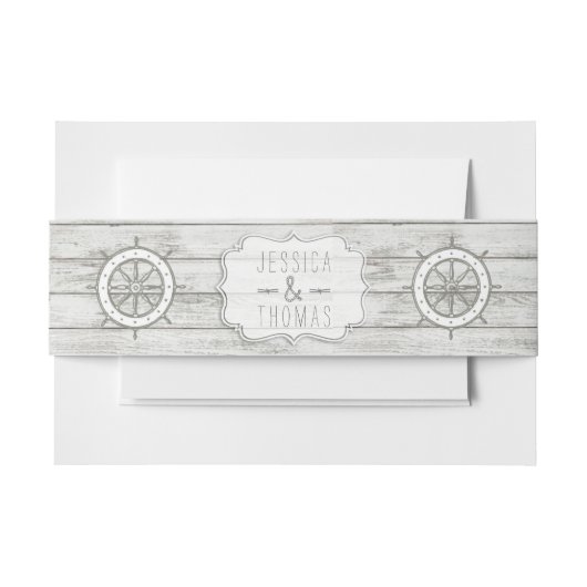 Nautical Whitewusal Wood Beach Wedding Collection Einladungsbanderole (Vorderseite Beispiel)