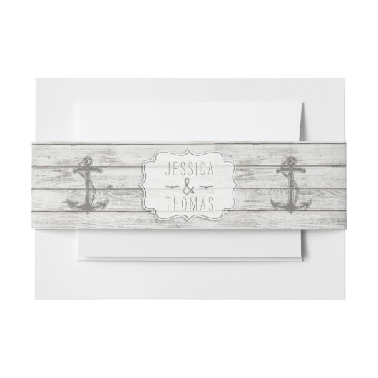 Nautical Whitewusal Wood Beach Wedding Collection Einladungsbanderole (Vorderseite Beispiel)