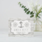 Nautical Whitewusal Wood Beach Wedding Collection Einladungspostkarte (Stehend Vorderseite)