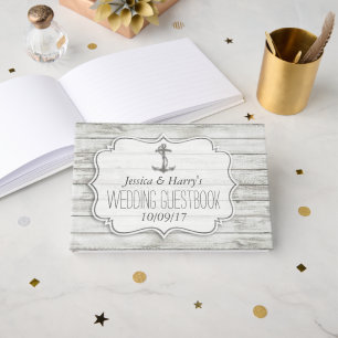 Nautical Whitewusal Wood Beach Wedding Collection Gästebuch