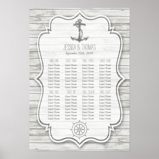 Nautical Whitewusal Wood Beach Wedding Collection Poster (Vorne)