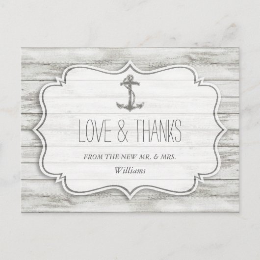 Nautical Whitewusal Wood Beach Wedding Collection Postkarte (Vorderseite)