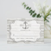 Nautical Whitewusal Wood Beach Wedding Collection RSVP Karte (Stehend Vorderseite)