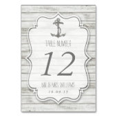 Nautical Whitewusal Wood Beach Wedding Collection Tischnummer (Rückseite)