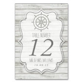 Nautical Whitewusal Wood Beach Wedding Collection Tischnummer (Vorderseite)