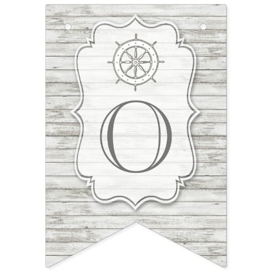 Nautical Whitewusal Wood Beach Wedding Collection Wimpelkette (Zweite Fahne)