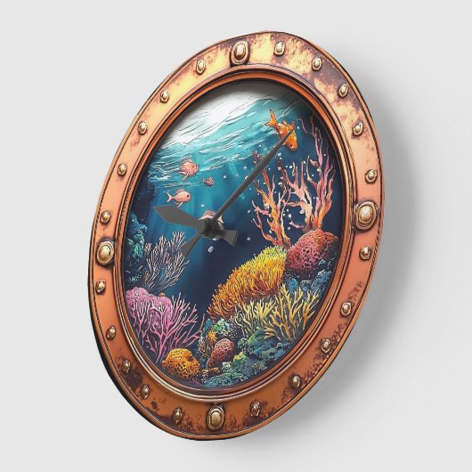 Nautical Window Deep Sea Radiation Underwater Cora Große Wanduhr (Winkel)