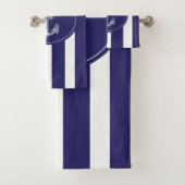 Nautical Yacht Anchor Blue Boat Name Badhandtuch Set (Insitu)
