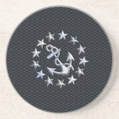 Nautical Yacht Flag Chrome Symbol auf Grille Dekor Getränkeuntersetzer (Vorne)