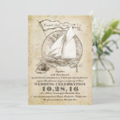 Nautical Yacht Hochzeitseinladung - Come Sail Away Einladung (Stehend Vorderseite)
