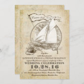 Nautical Yacht Hochzeitseinladung - Come Sail Away Einladung (Vorne/Hinten)