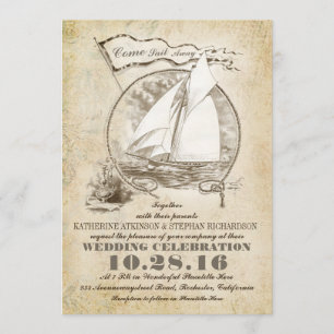 Nautical Yacht Hochzeitseinladung - Come Sail Away Einladung