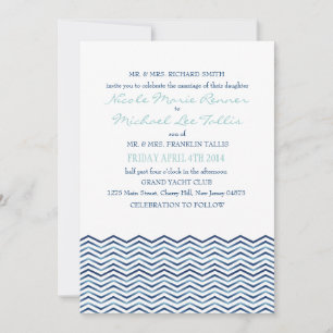 Nautical Zickzack Waves Hochzeitseinladung Einladung