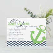 Nautical Zigzag Anchor Babydusche Einladung (Stehend Vorderseite)
