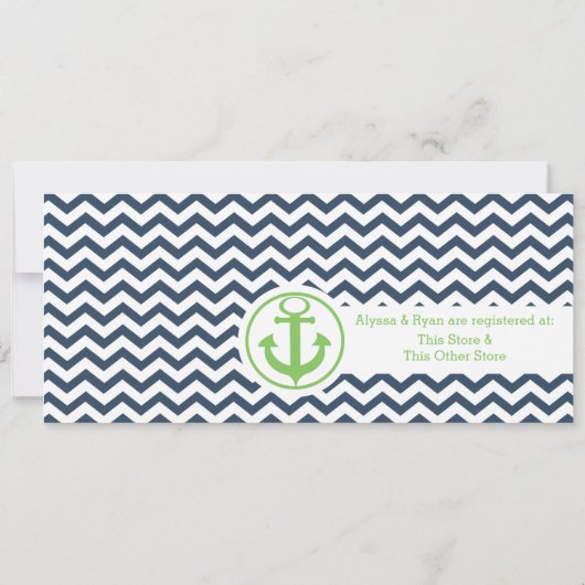 Nautical Zigzag Anchor Babydusche Einladung (Rückseite)
