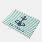 Nautik, Anker, Minze grüne Streifen Fußmatte (Schrägansicht)