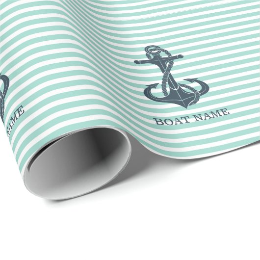 Nautik, Anker, Minze grüne Streifen Geschenkpapier (Rolleneckpunkt)