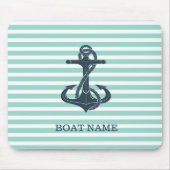 Nautik, Anker, Minze grüne Streifen Mousepad (Vorne)