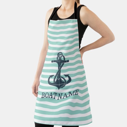Nautik, Anker, Minze grüne Streifen Schürze (InSitu)