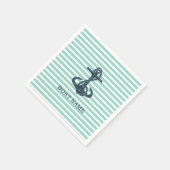 Nautik, Anker, Minze grüne Streifen Serviette (Ecke)