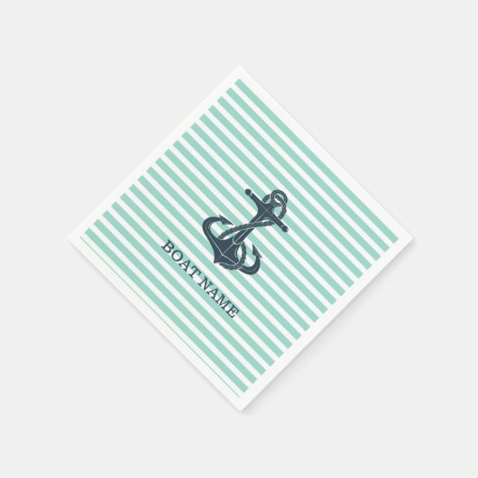 Nautik, Anker, Minze grüne Streifen Serviette (Ecke)