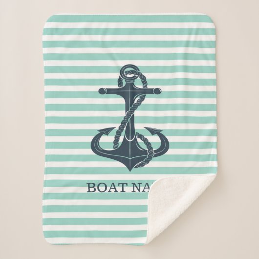 Nautik, Anker, Minze grüne Streifen Sherpadecke (Vorderseite)